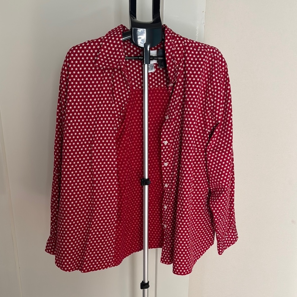 Fashion Bug Red and white stars Button Down Shirt size 26/28